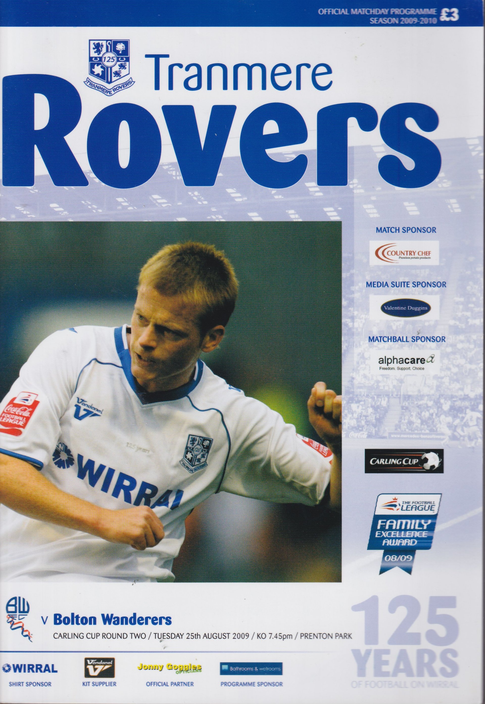 Tranmere Rovers v Bolton Wanderers match programme
